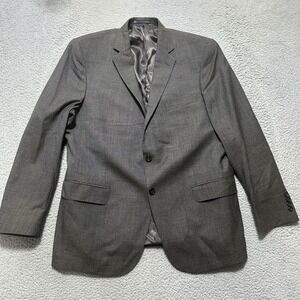Hart Schaffner Marx Blazer Jacket Mens 46R Gray Printed 2 Button Single Breasted